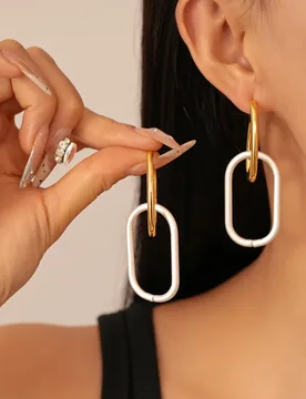 Pair of Trendy Stylish Golden Dangle Earrings Minimalist Design Match Daily Outfits Party Accessories Fashionable Stuff - Aliexpress - FashionsVida