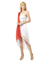Elegante Römerin Damenkostüm weiss-rot-gold