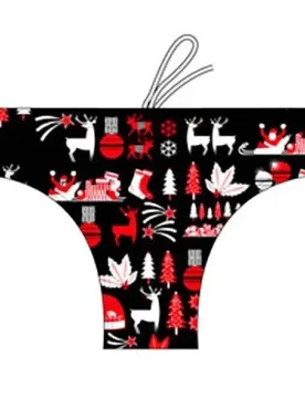 Christmas Swimming Brief Black / Red S Men - TURBO - FashionsVida