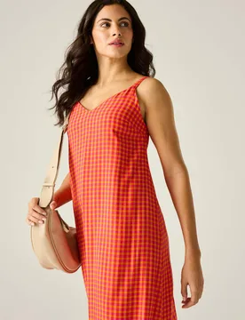 Nadalina Gingham V-Neck Midaxi Slip Dress Pink female - Regatta - FashionsVida