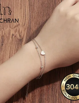 Golden Double Layer Heart Charm Bracelet 304L Stainless Steel for Women - Aliexpress - FashionsVida