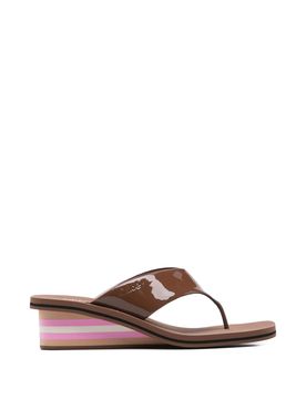 Chloé Toe-Post Wedge Sandal with Embossed Logo - 4.5 cm Heel Height