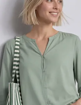 Arm Bluse mit Split Neck female Grün