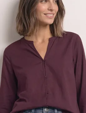 Arm Bluse mit Split Neck female Rot - Street One - FashionsVida
