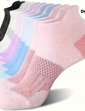Pares de calcetines de compresión para mujer, calcetines de tobillo de corte bajo con soporte de arco y absorción de humedad, múltiples colores ros - Shein - FashionsVida