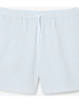 Bañador de hombre tipo bóxer de serrsucker a rayas de longitud media - Lacoste - FashionsVida