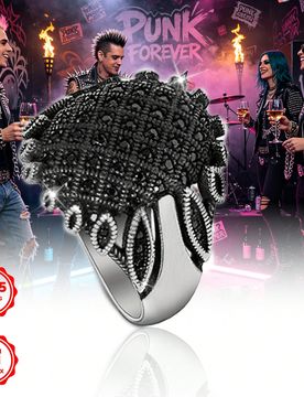Pieza Anillo de plata de ley S925 con circonita cúbica sintética negra, perfecto para uso diario y regalo de aniversario, viene con caja de regalo