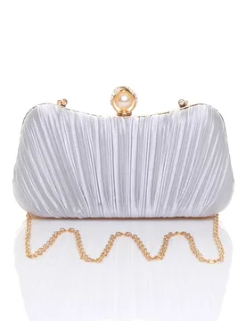 Women's Evening Party Wedding Ruched Clutch Bag in Silver - Silver - Size: One Size - Ajvani - FashionsVida