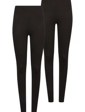 Women's Signature Set 2 PACK Stretch Cotton Leggings Pants in Black Size: 18 - Black - Size: 18 - M&Co - FashionsVida