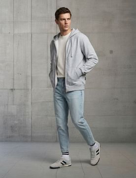 Top da jogging con zip e cappuccio - grigio chiaro