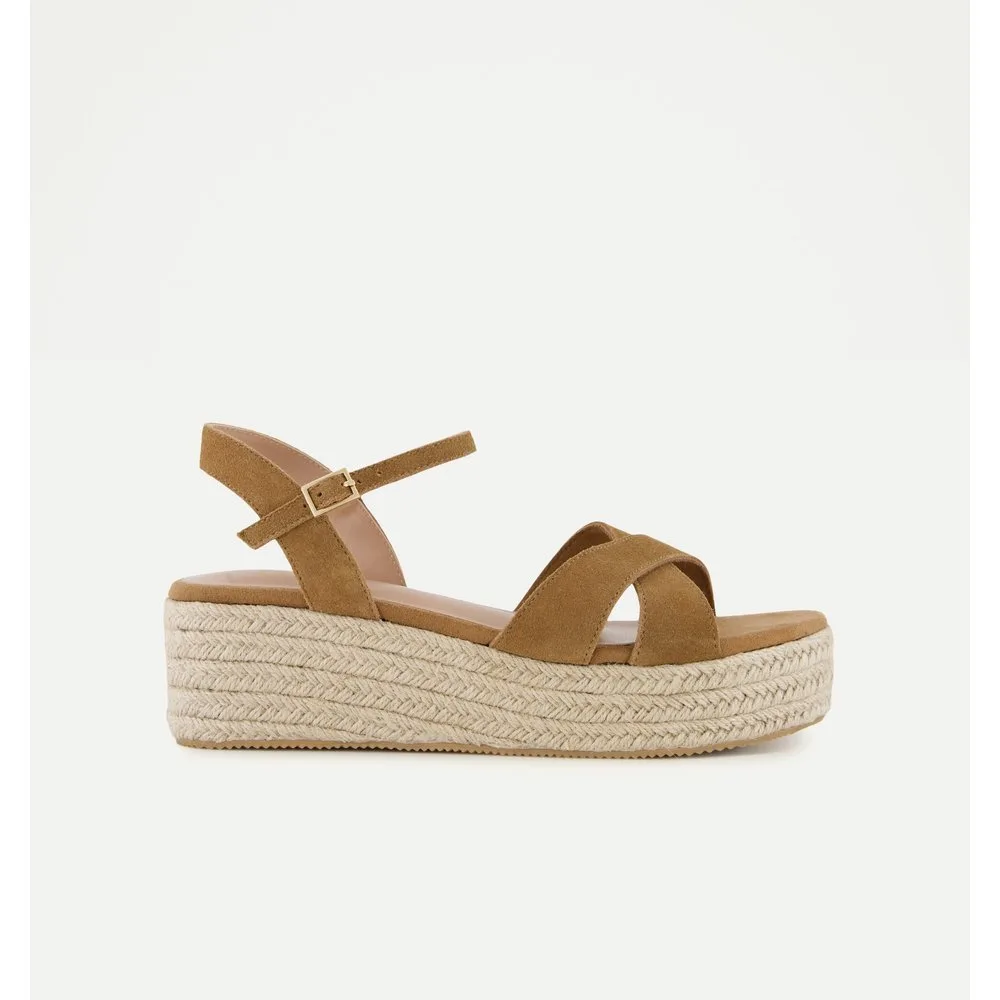Cuña mujer cruzada piel suede - Green Coast - FashionsVida