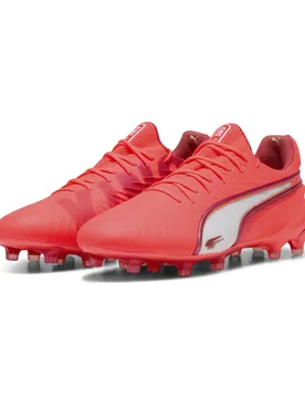 Unisex King Ultimate Fg/ag Football Boots - Red Leather - Size Uk 8.5 - Puma - FashionsVida