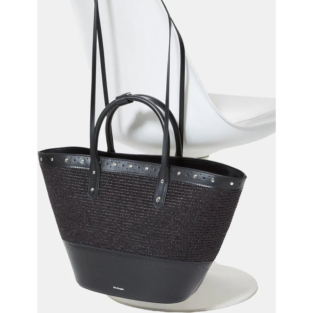 Bolso tote de piel y rafia de mujer - The Kooples - FashionsVida