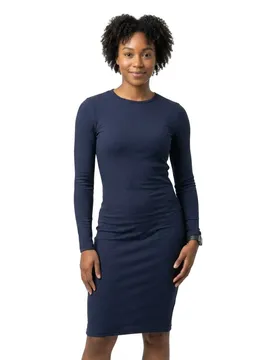 Vestito Lungo A Maniche Lunghe Rib Navy 4XL