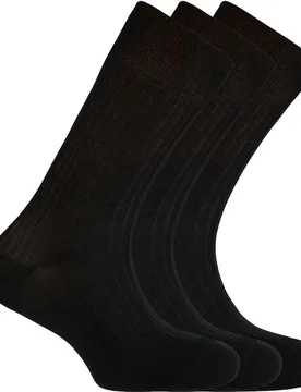 Pack de 3 pares de calcetines en algodón mercerizado de hombre cortos en canalé en color - Punto Blanco - FashionsVida