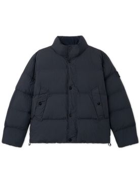 Stone-Style Padded Stand-Up Collar Jacket with Elastic Cuffs and Two-Way Zip