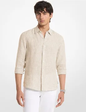 Camisa de hombre de lino a rayas - Michael Kors - FashionsVida