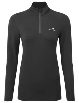 Maglietta A Manica Larga Con Mezza Cerniera Core Thermal Black / Bright White 42 - Ronhill - FashionsVida