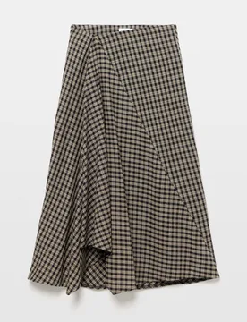 Falda midi cuadro asimétrica - Easy Wear - FashionsVida