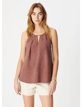 Top de mujer sin mangas de gasa de algodón - IKKS - FashionsVida