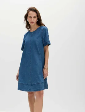 Pure Cotton Denim Mini T-Shirt Dress Medium Indigo female - M&S - FashionsVida