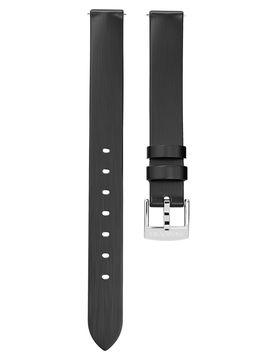 Cinturino per orologio, Larghezza 12 mm (0,47”), Pelle, Nero, Acciaio inossidabile 16 cm