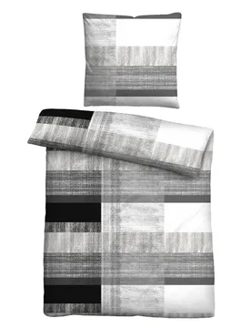 Mikrofaser Bettwäsche karo silber/grau, 1x 135x200 cm + 1x 80x80 cm - Castell - FashionsVida