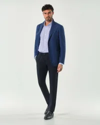 Blazer blu indaco in viscosa elasticizzata micro armatura