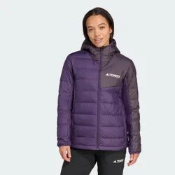 Giacca Terrex Multi Light Down CLIMAWARM Hooded S Aurora Plum / Aurora Black