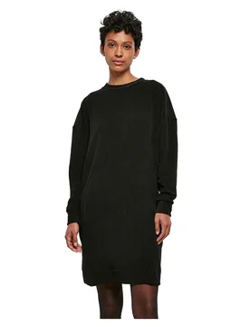 Robe Courte à Manches Longues Velvet Rib Black S - Urban classics - FashionsVida