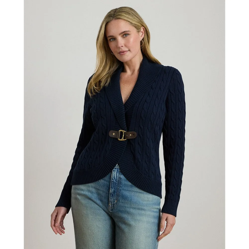 Cárdigan de mujer talla grande de algodón con hebilla - Lauren Ralph Lauren Woman - FashionsVida