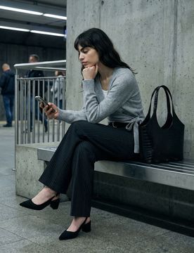 Maglione in maglia con laccetto laterale - grigio chiaro