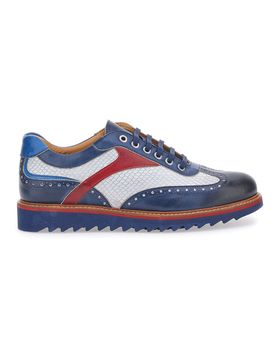 Scarpe Stringate Bianche e Blu In Vera Pelle Made in Italy PT321 40