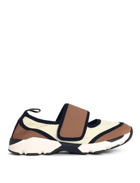 Sneakers Running In Tessuto Marrone E Panna