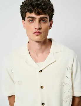 Embroidered Knitted Shirt Cream male - ONLY & SONS - FashionsVida