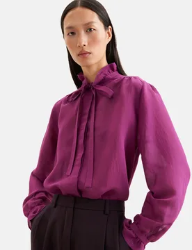 Semitransparente Schluppenbluse mit Rüschendetail Rosa/Pink 46 - Seidensticker - FashionsVida