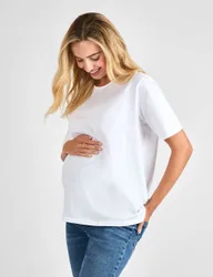 Pure Cotton Oversized Maternity T-Shirt White female