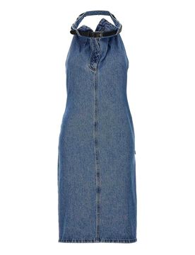 Abito con scollo all'americana e cintura