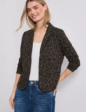 Blazer mit Reverskragen und Leo-Muster female Braun - Street One - FashionsVida