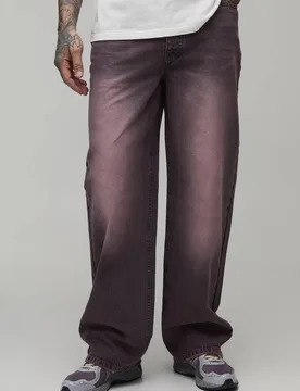 Men's Tall Relaxed Tinted Jeans Pink Size 36 Pink 36 - boohooMAN - FashionsVida