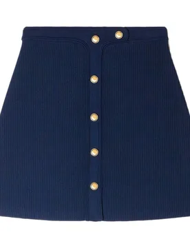 Falda corta acanalada de talle alto con botones decorativos - sandro - FashionsVida