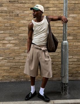 Bermuda Wide Leg À Ceinture Xs Taupe