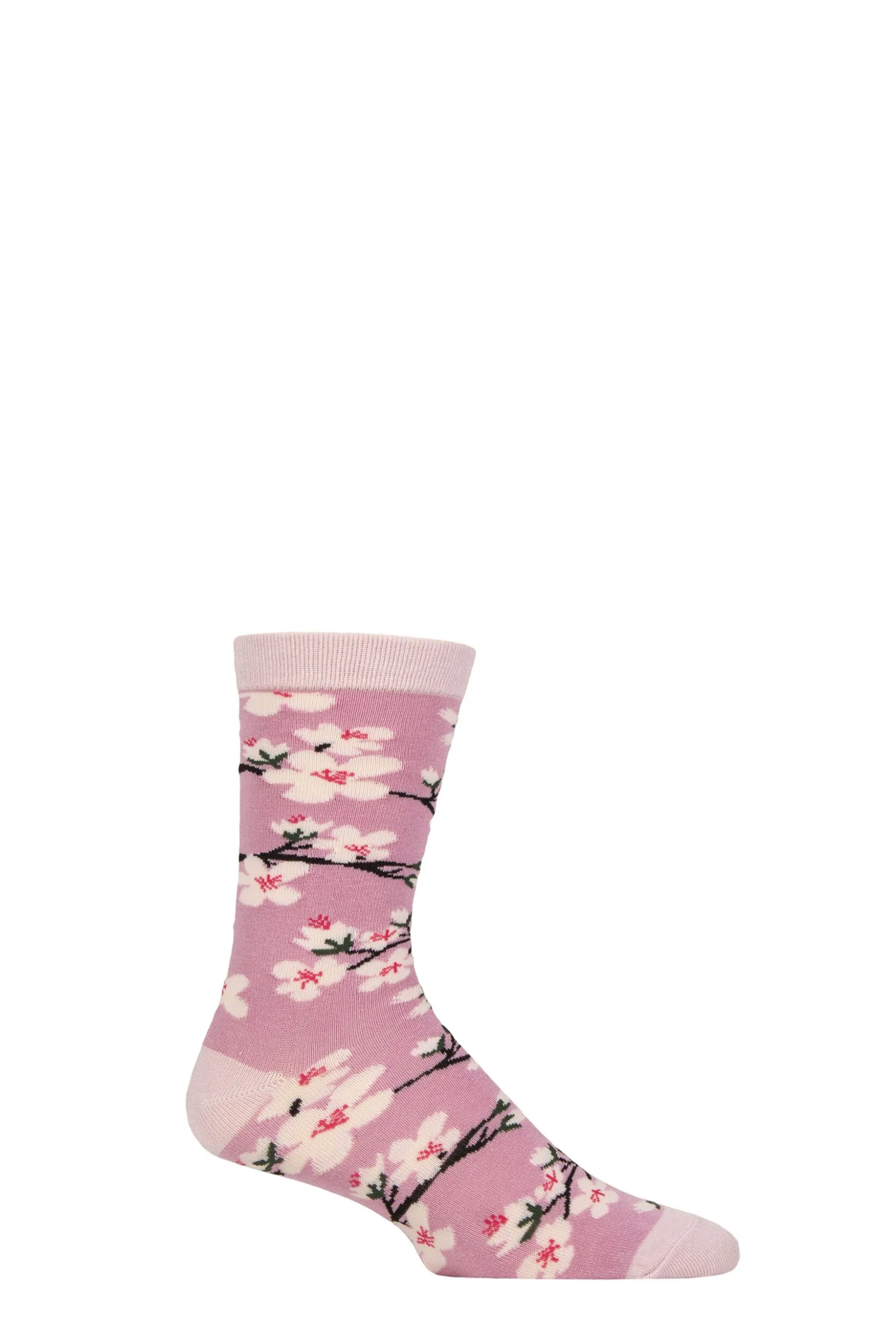 Pair Shared Earth Bamboo Cherry Blossom Socks Multi 3-7 - Multi Coloured - Size: 3-7 - SockShop - FashionsVida