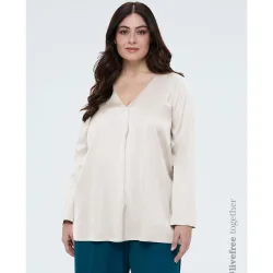 Blusa de mujer escote en v en raso de viscosa