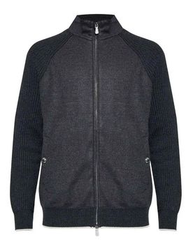 Giacca Full Zip Grigia E Sabbia