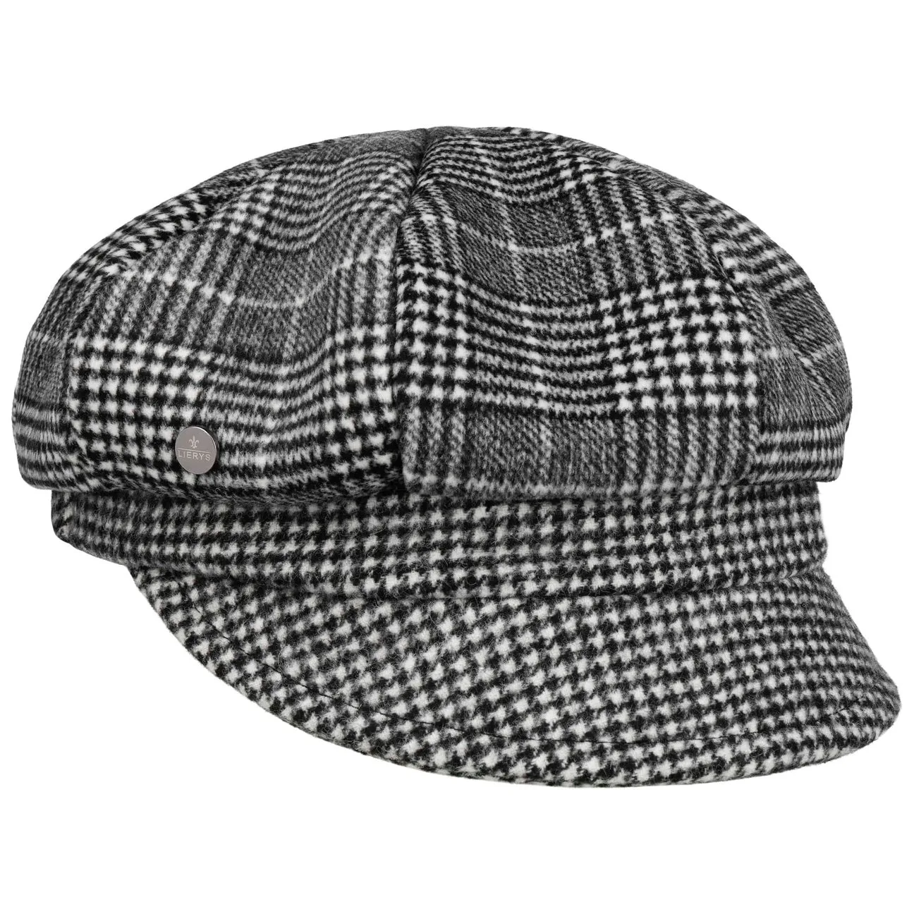Houndstooth Check Newsboy Cap by - black-white - Damen - Size: One Size - Lierys - FashionsVida