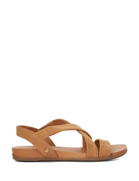 Wide Fit Leather Flat Sandals Camel female - Dune london - FashionsVida