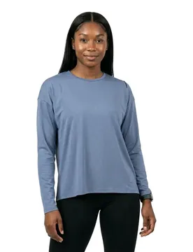 Maglietta A Maniche Lunghe Crew Active 365 Natural Blue Heron Melange XL