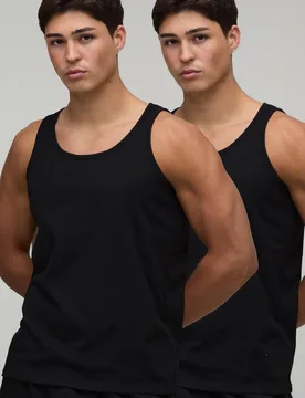 Men's 2 Pack Essential Regular Fit Vests Black Size Large Black L - boohooMAN - FashionsVida