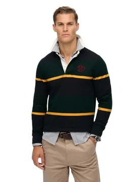 Maglietta A Maniche Lunghe Vintage Athletic Stripe Rugby Enamel Green Stripe M - Superdry - FashionsVida